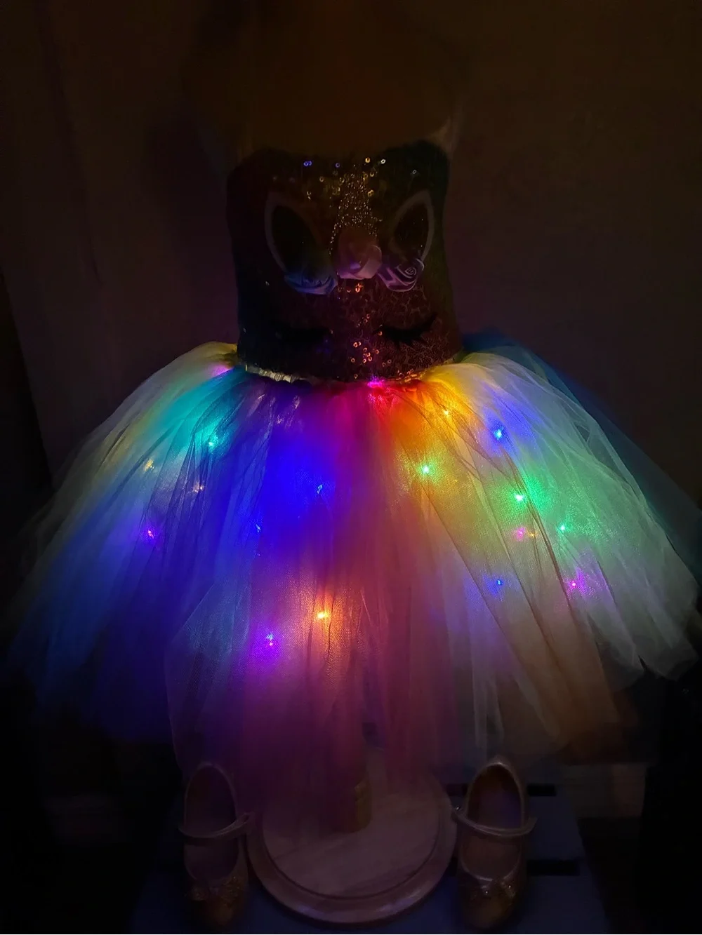 Girls Rainbow Unicorn Tutu Costume Dress - Multicolor